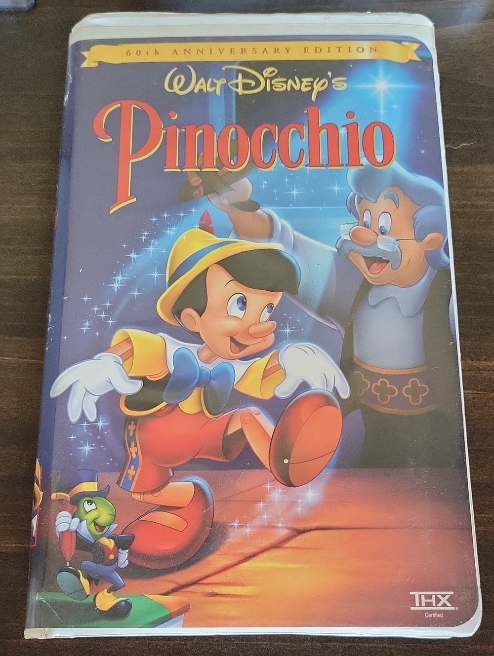 Disney Pinocchio VHS Movie Cover - Blue, Red & Yellow Artwork